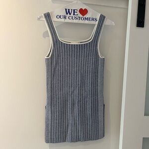 Club Monaco Blue and White Striped Viscose-Blend Tank Top